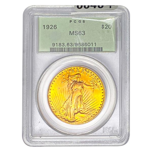 1926 $20 Gold Double Eagle PCGS MS63