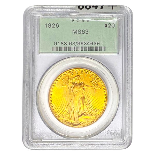 1926 $20 Gold Double Eagle PCGS MS63