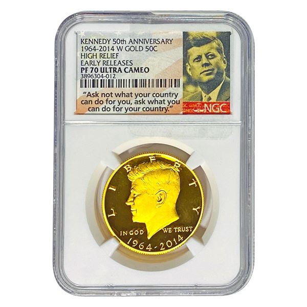 1964-2014-W 50C Gold Kennedy 3/4 oz NGC PF70 Ultra Cameo