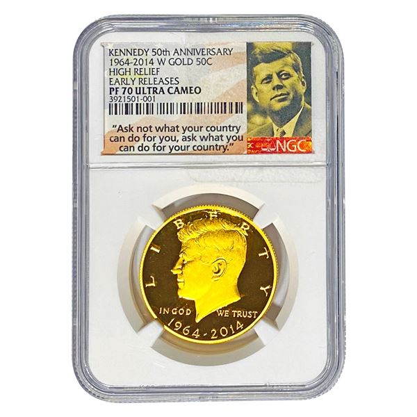 1964-2014-W 50C Gold Kennedy 3/4 oz NGC PF70 Ultra Cameo