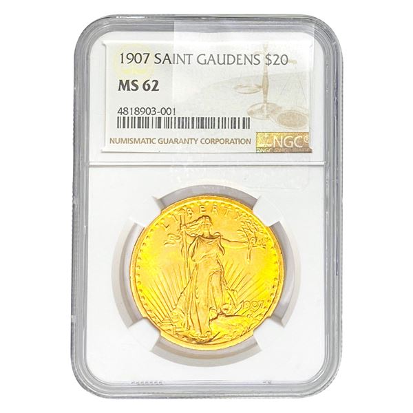 1907 $20 Gold Double Eagle NGC MS62