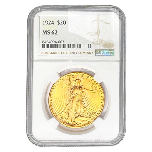 1924 $20 Gold Double Eagle NGC MS62