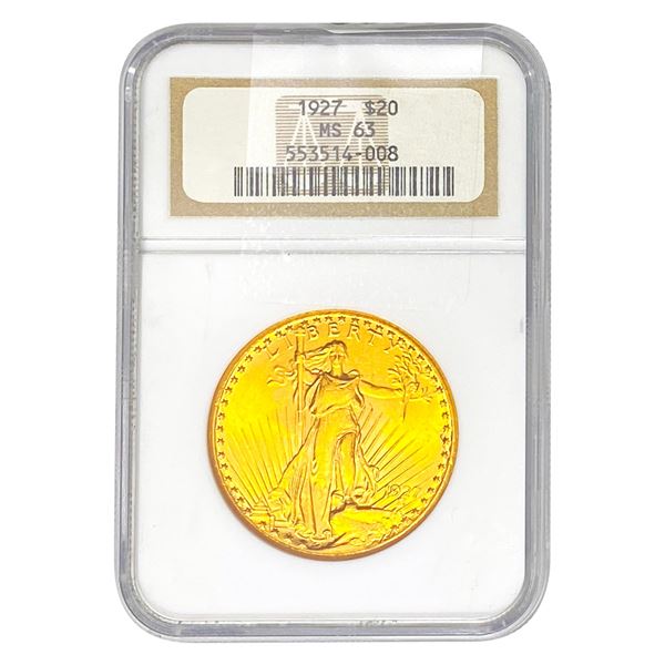 1927 $20 Gold Double Eagle NGC MS63