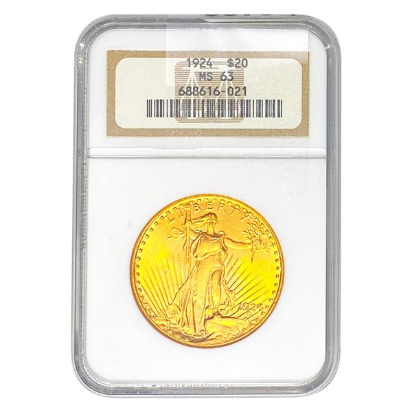 1924 $20 Gold Double Eagle NGC MS63