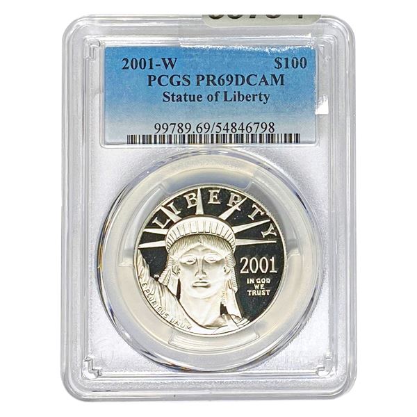2001-W $100 Platnium Statue of Liberty 1 oz PCGS PR69 DCAM