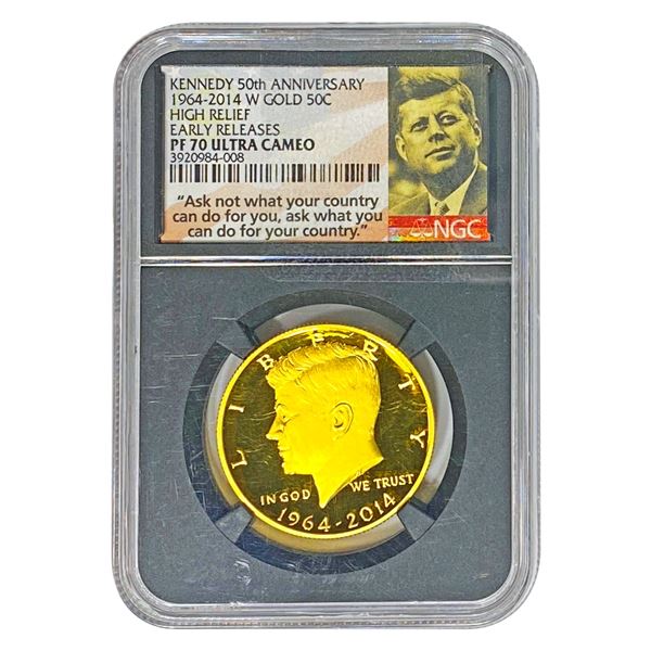1964-2014-W 50C Gold Kennedy 3/4 oz NGC PF70 Ultra Cameo