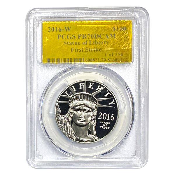 2016-W $100 Platnium Satue of Liberty 1 oz PCGS PR70 DCAM