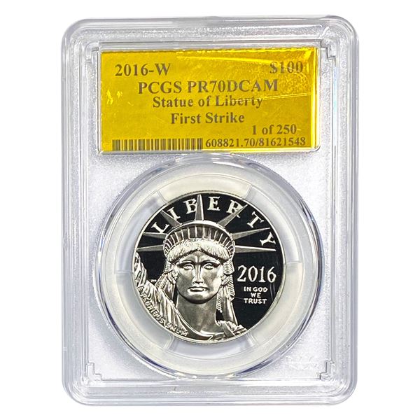 2016-W $100 Platnium Satue of Liberty 1 oz PCGS PR70 DCAM