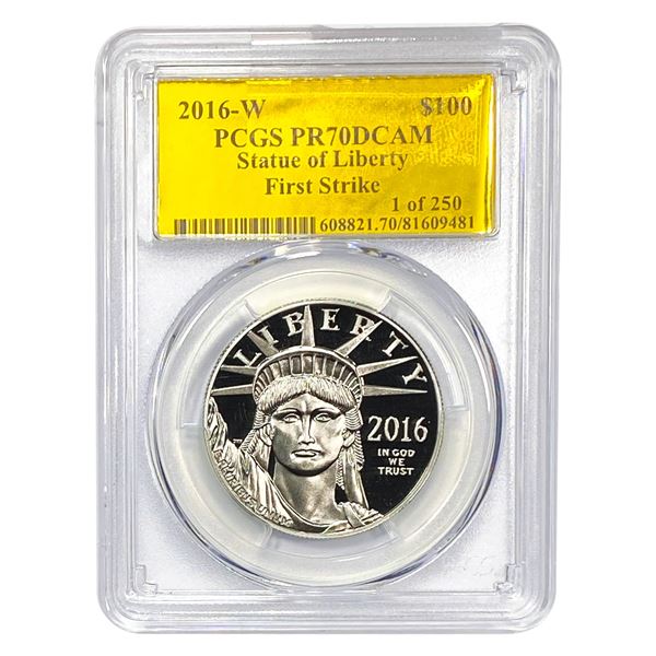 2016-W $100 Platnium Satue of Liberty 1 oz PCGS PR70 DCAM