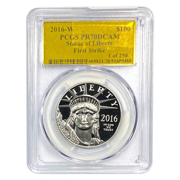2016-W $100 Platnium Satue of Liberty 1 oz PCGS PR70 DCAM