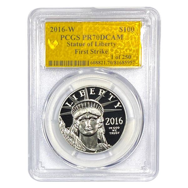2016-W $100 Platnium Satue of Liberty 1 oz PCGS PR70 DCAM