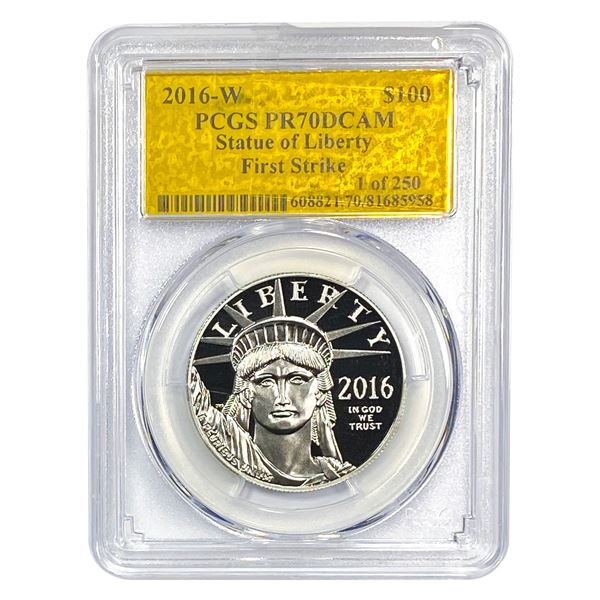 2016-W $100 Platnium Satue of Liberty 1 oz PCGS PR70 DCAM