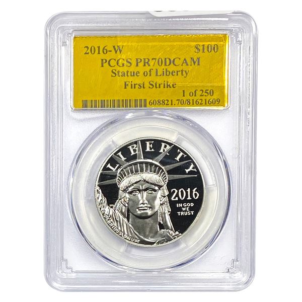 2016-W $100 Platnium Satue of Liberty 1 oz PCGS PR70 DCAM