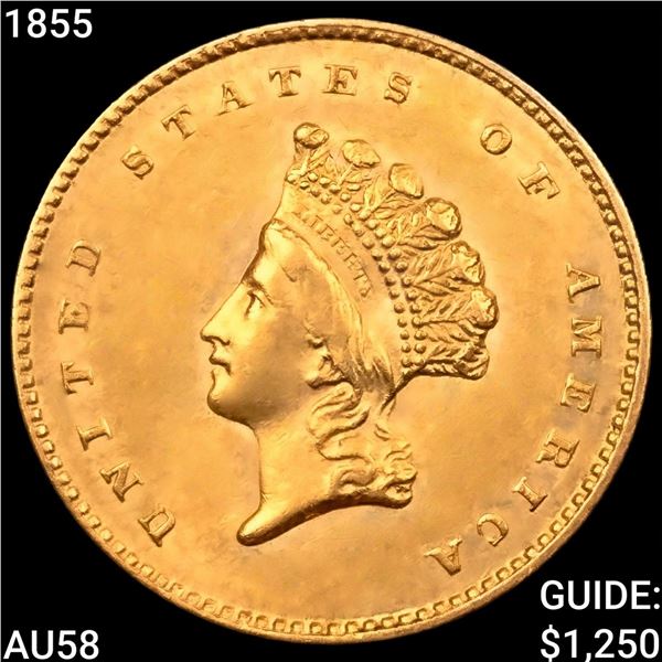 1855 Rare Gold Dollar CHOICE AU