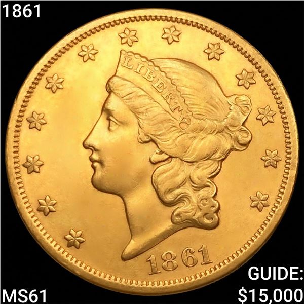 1861 $20 Gold Double Eagle UNCIRCULATED
