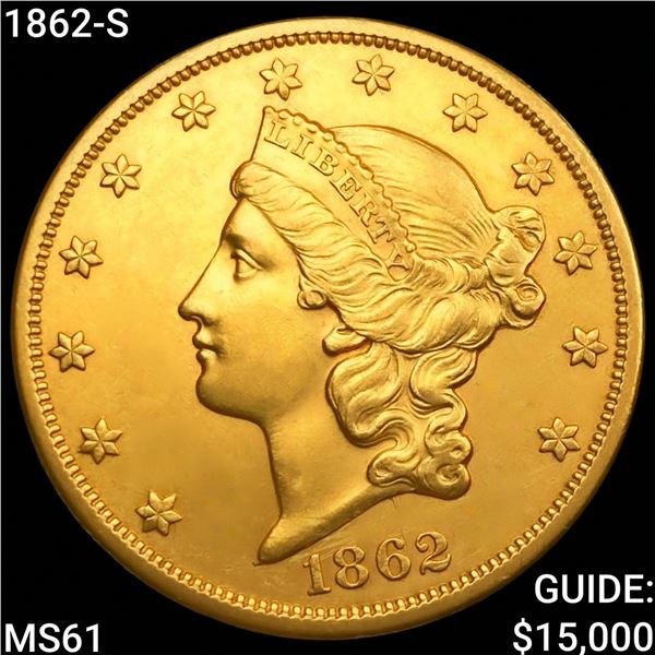 1862-S $20 Gold Double Eagle UNCIRCULATED