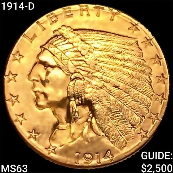 1914-D $2.50 Gold Quarter Eagle CHOICE BU