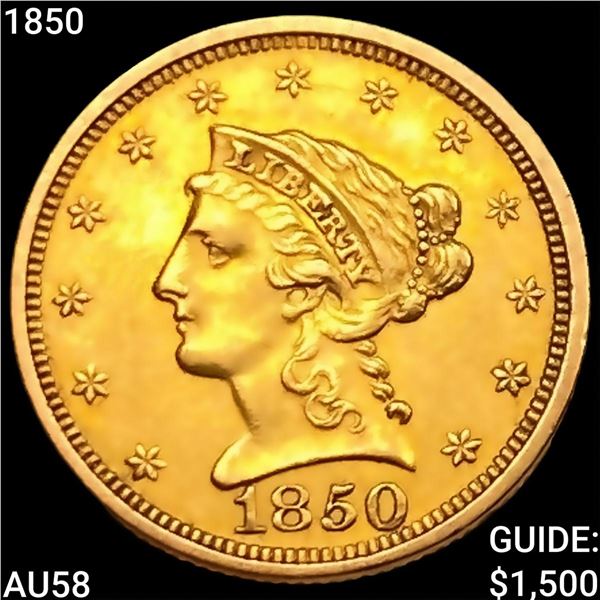 1850 $2.50 Gold Quarter Eagle CHOICE AU