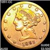 Image 1 : 1891-CC $5 Gold Half Eagle CLOSELY UNCIRCULATED