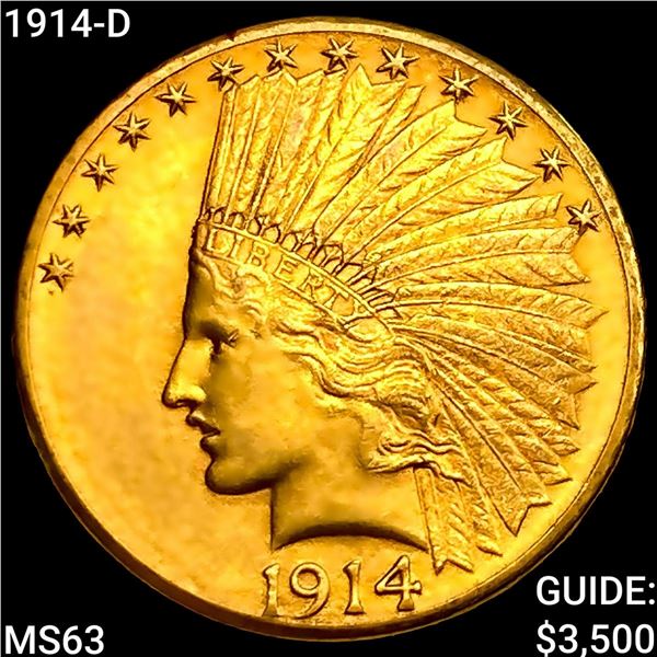 1914-D $10 Gold Eagle CHOICE BU