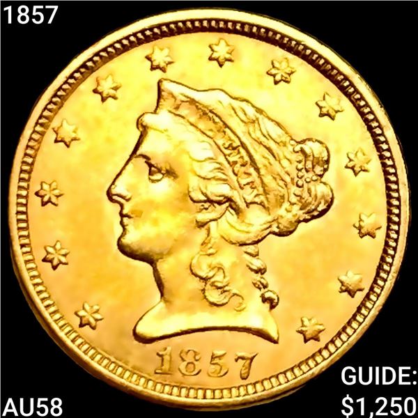 1857 $2.50 Gold Quarter Eagle CHOICE AU