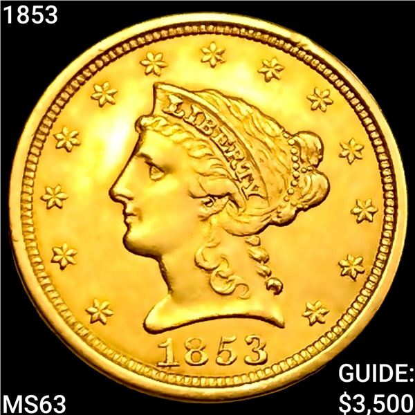 1853 $2.50 Gold Quarter Eagle CHOICE BU
