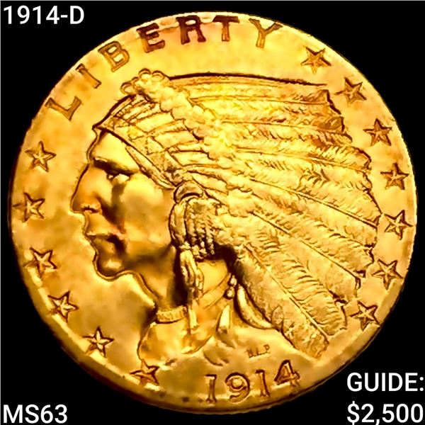 1914-D $2.50 Gold Quarter Eagle CHOICE BU