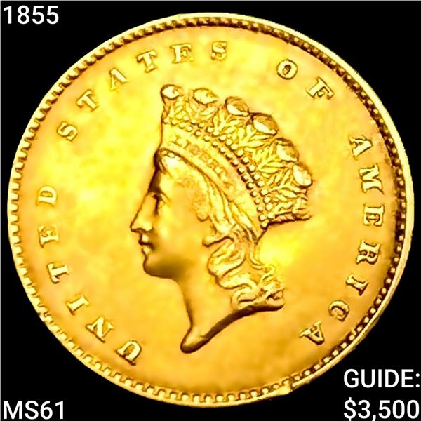1855 Rare Gold Dollar UNCIRCULATED