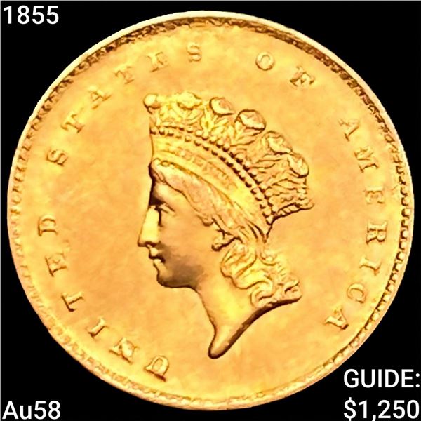 1855 Rare Gold Dollar CHOICE AU