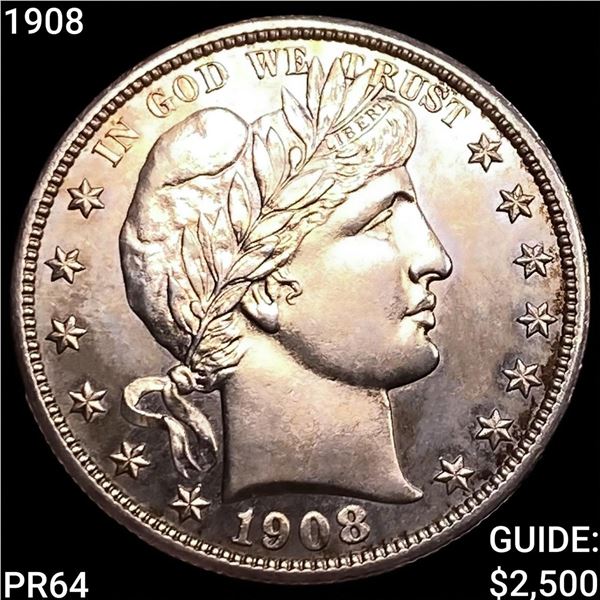 1908 Barber Half Dollar GEM PROOF