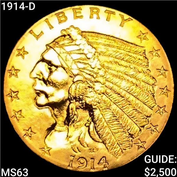 1914-D $2.50 Gold Quarter Eagle CHOICE BU