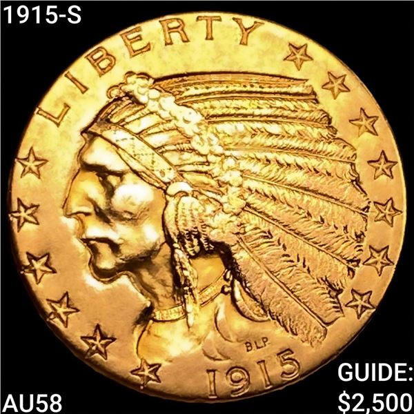 1915-S $5 Gold Half Eagle CHOICE AU