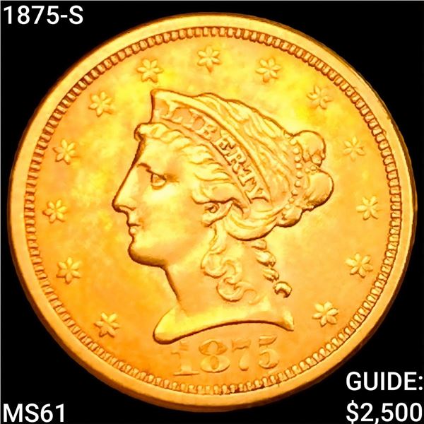 1875-S $2.50 Gold Quarter Eagle UNCIRCULATED