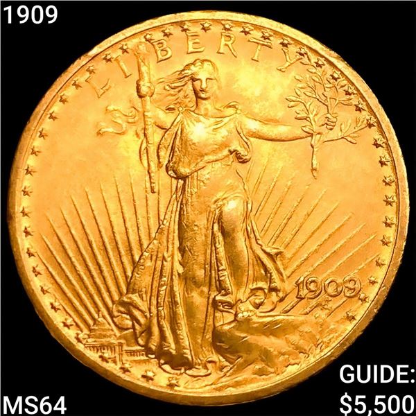 1909 $20 Gold Double Eagle CHOICE BU