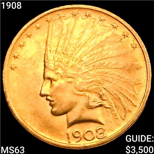 1908 $10 Gold Eagle CHOICE BU