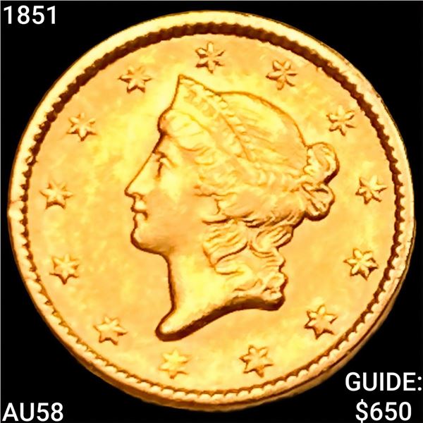 1851 Rare Gold Dollar CHOICE AU