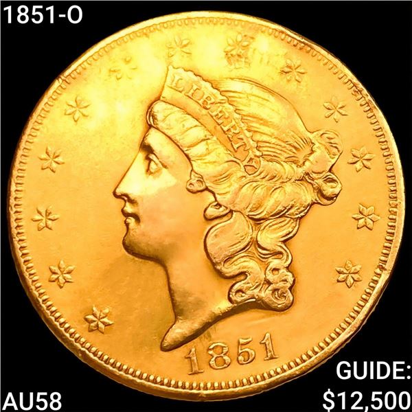 1851-O $20 Gold Double Eagle CHOICE AU