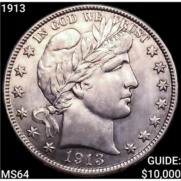 1913 Barber Half Dollar CHOICE BU
