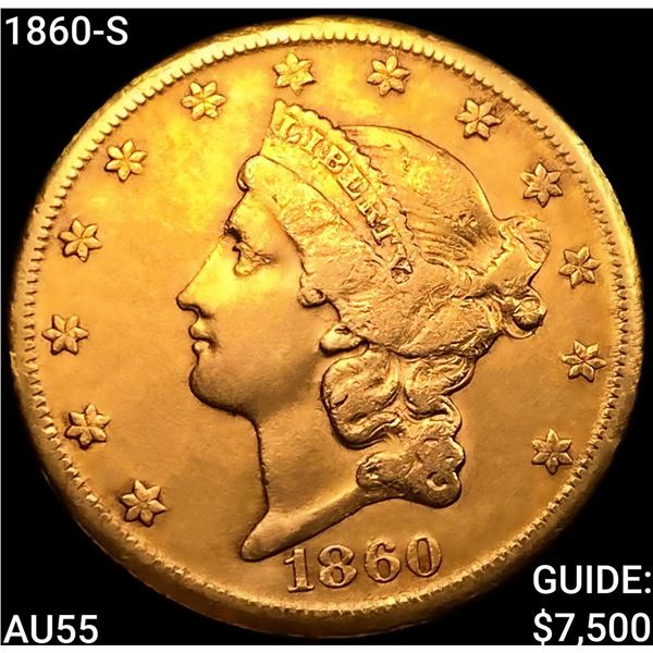 1860-S $20 Gold Double Eagle HIGH GRADE