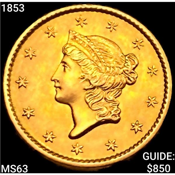 1853 Rare Gold Dollar CHOICE BU
