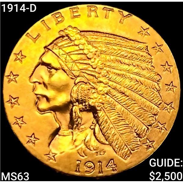 1914-D $2.50 Gold Quarter Eagle CHOICE BU