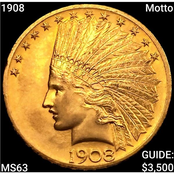 1908 Motto $10 Gold Eagle CHOICE BU