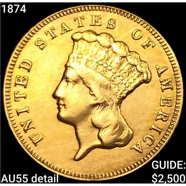 1874 $3 Gold Piece HIGH GRADE