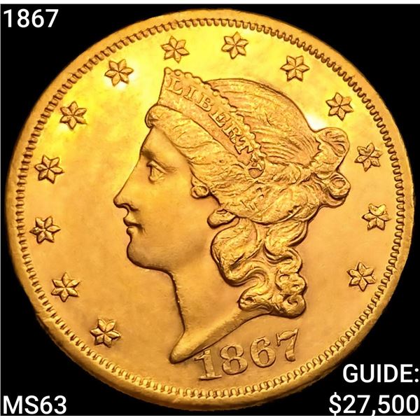 1867 $20 Gold Double Eagle CHOICE BU
