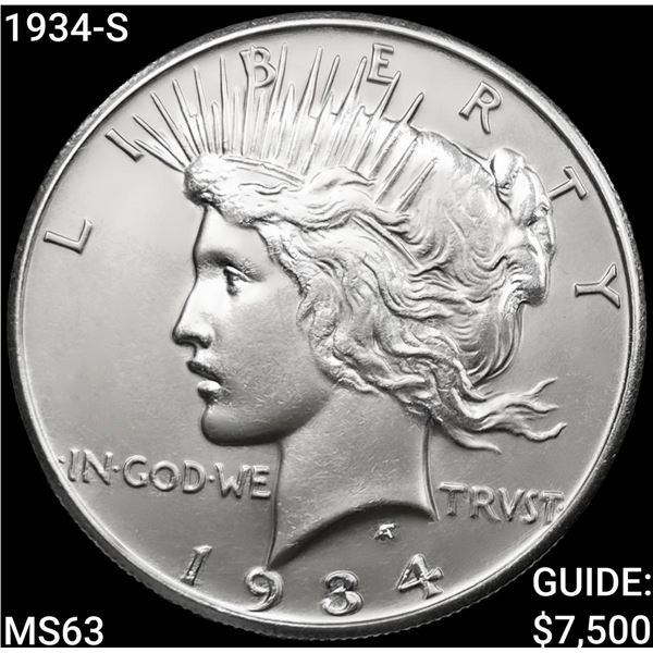 1934-S Silver Peace Dollar CHOICE BU