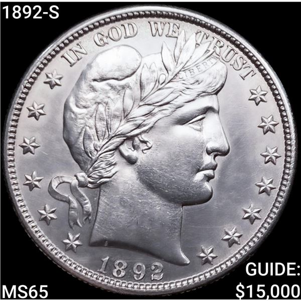 1892-S Barber Half Dollar GEM BU