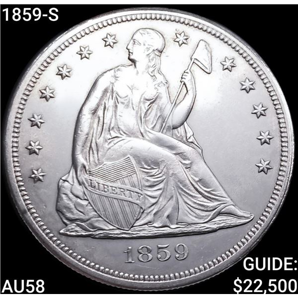 1859-S Seated Liberty Dollar CHOICE AU