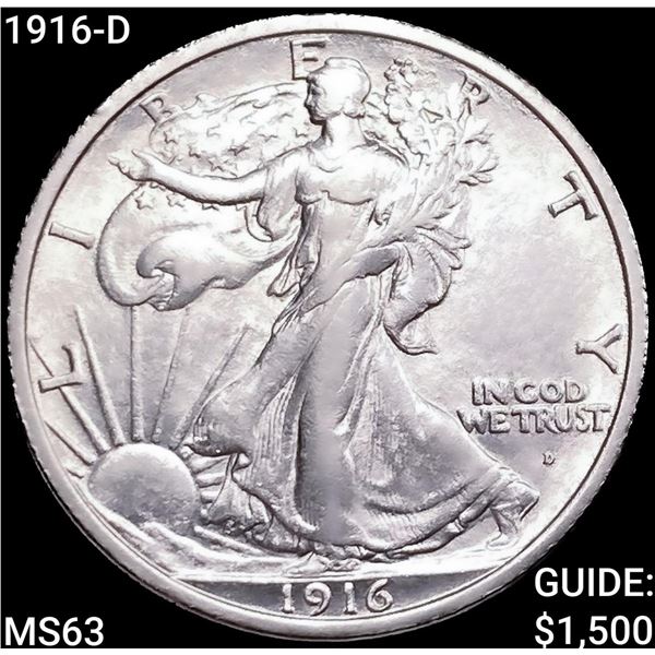 1916-D Walking Liberty Half Dollar CHOICE BU
