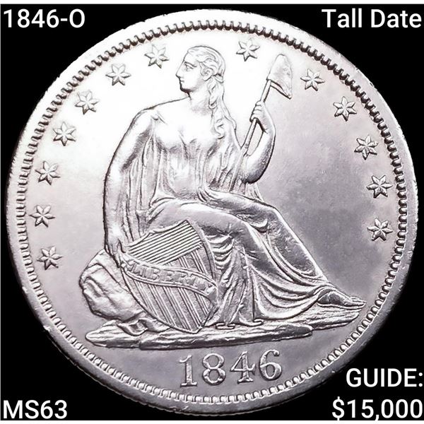 1846-O Tall Date Seated Lib Half Dollar CHOICE BU