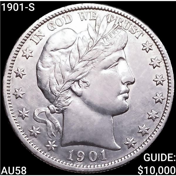 1901-S Barber Half Dollar CHOICE AU